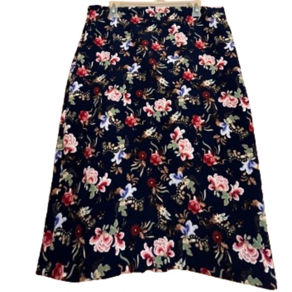 Philosophy Women’s Navy Multi in Floral Print Business/Office Pencil Skirt Sz-12